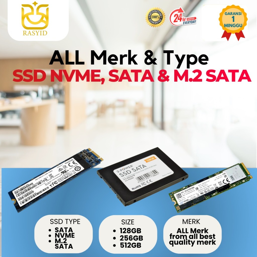 SSD M.2 sata / NVMe SSD All merk 128GB / 256GB Second Performa kesehatan Bagus