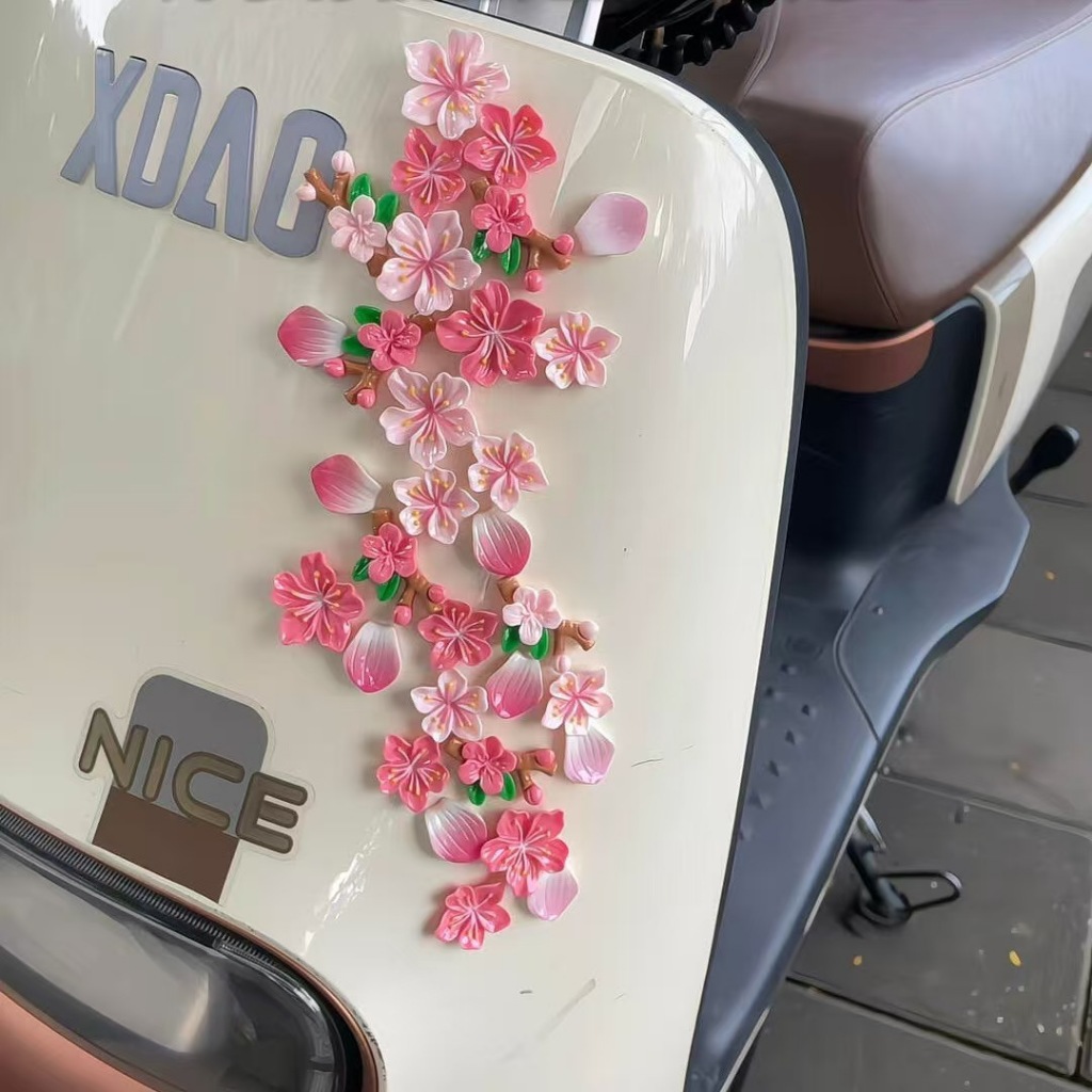 Dekorasi mobil bunga persik 3D / dekorasi kelopak bunga sepeda motor / dekorasi kelopak bunga belaka