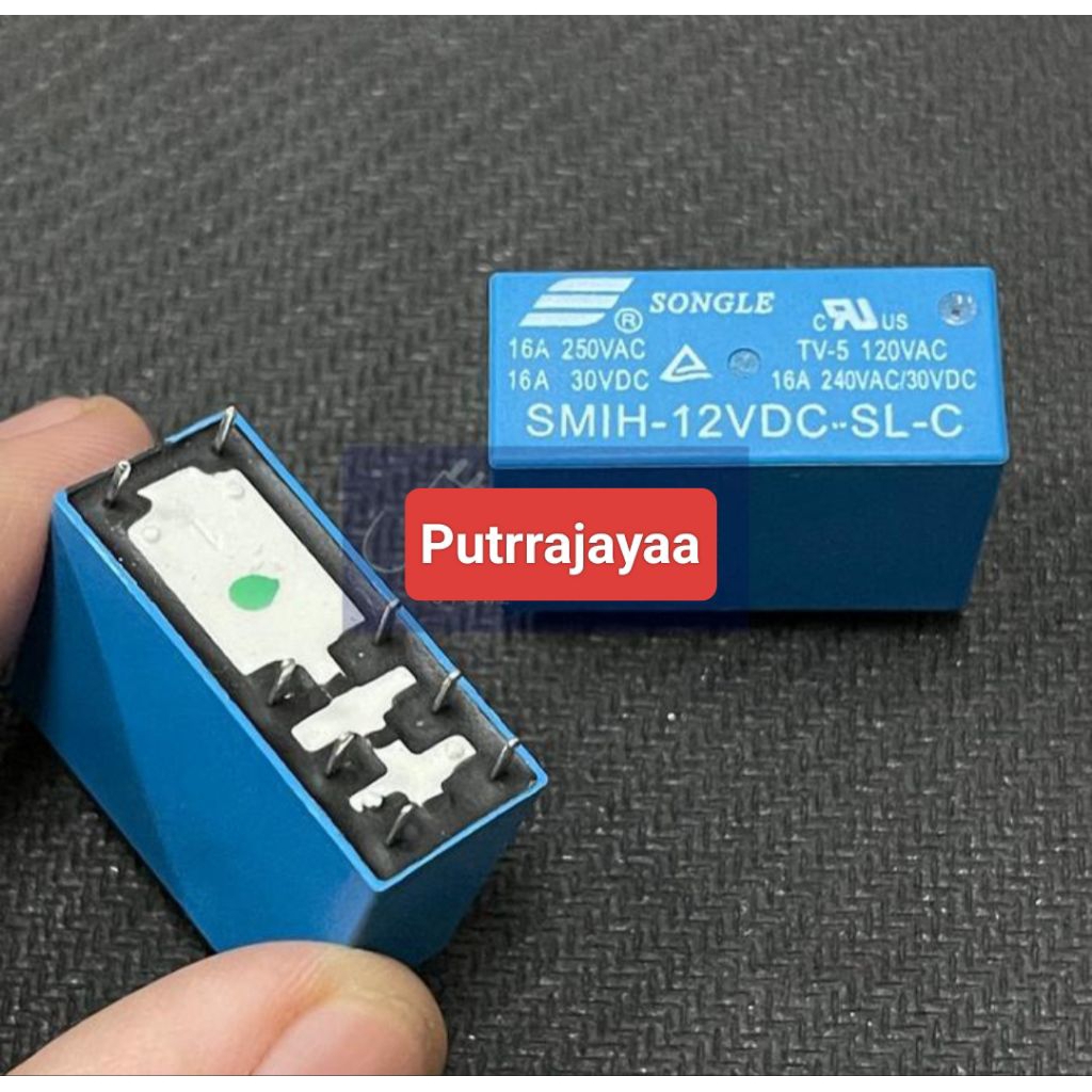 Relay Songle 12V Kaki 8 Pin 16A Biru Amper Besar