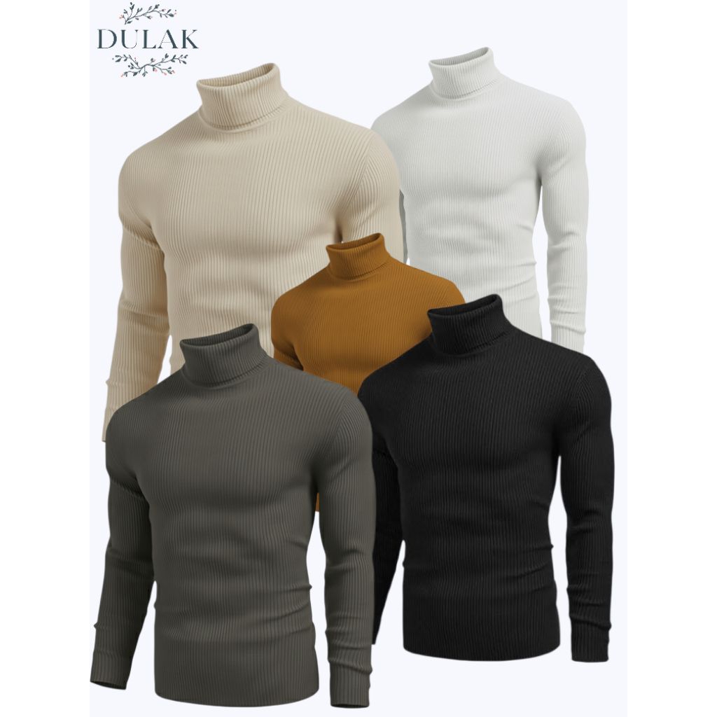 baju kerah tinggi lengan panjang - turtleneck pria lengan panjang / daleman pria bahan rib