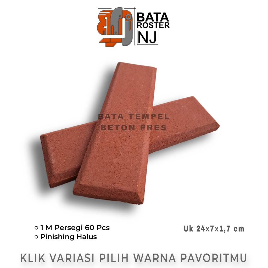 BATA ROSTER NJ - Bata Tempel Beton 24 x 7 x 1,7 Cm, Warna | Putih | Terakota | Abu | Hitam. Expose B