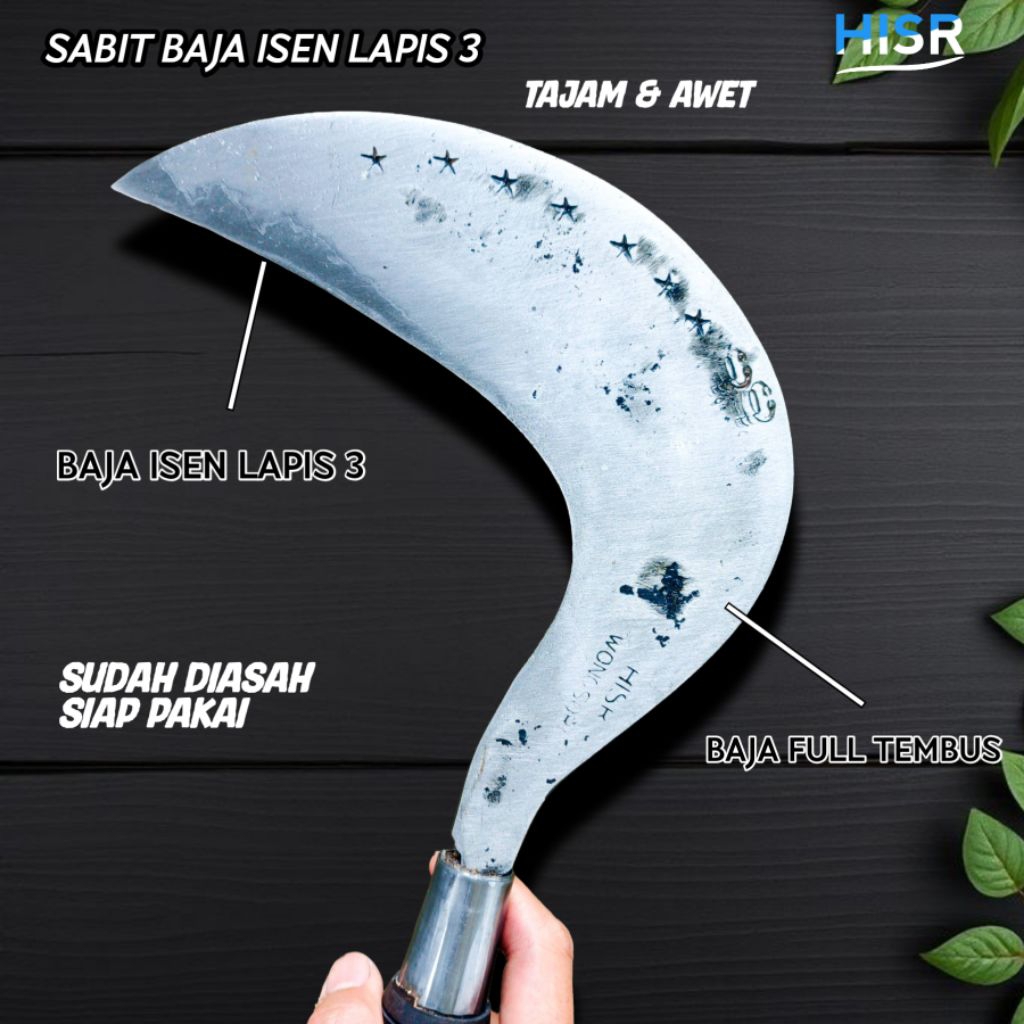 Arit rumput baja isen lapis 3 sudah asah siap pakai baja full tembus