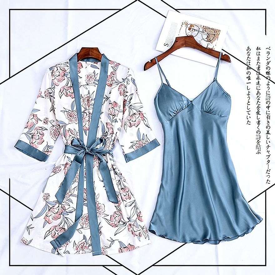 Baju Tidur Wanita Kimono Daster Premium | Setelan Wanita Kekinian One Set Piyama Tidur, Midi Dress R