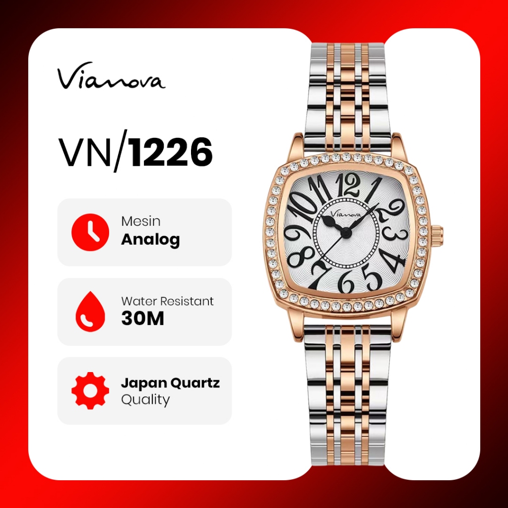 VIANOVA - Jam Tangan Wanita Kecil Original Anti Air 1226 Standard Jepang Jam Tangan Cewek