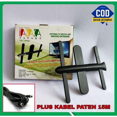 TANAKA ANTENA TV DIGITAL MODEL CAPUNG +KABEL 15METER MURAH POL