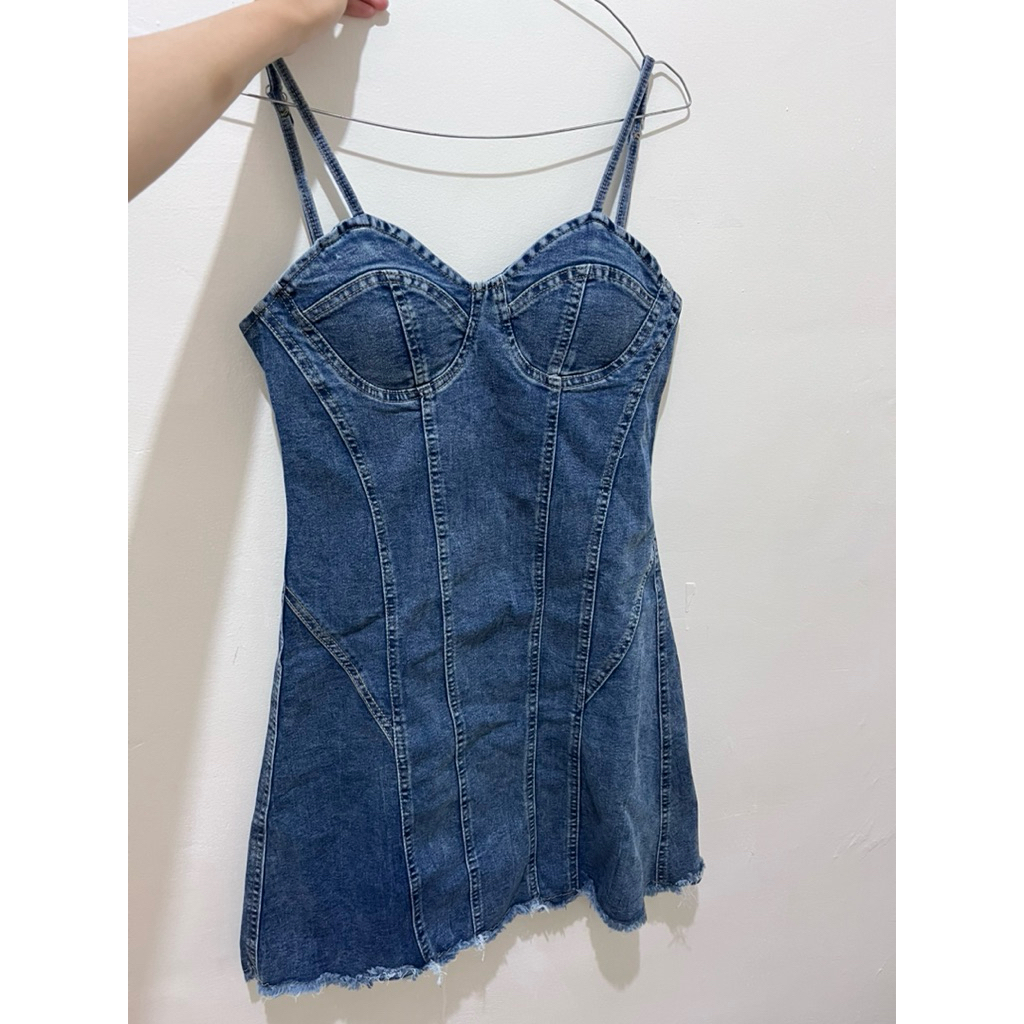 DRESS DENIM SUDAH ADA CUP BRA