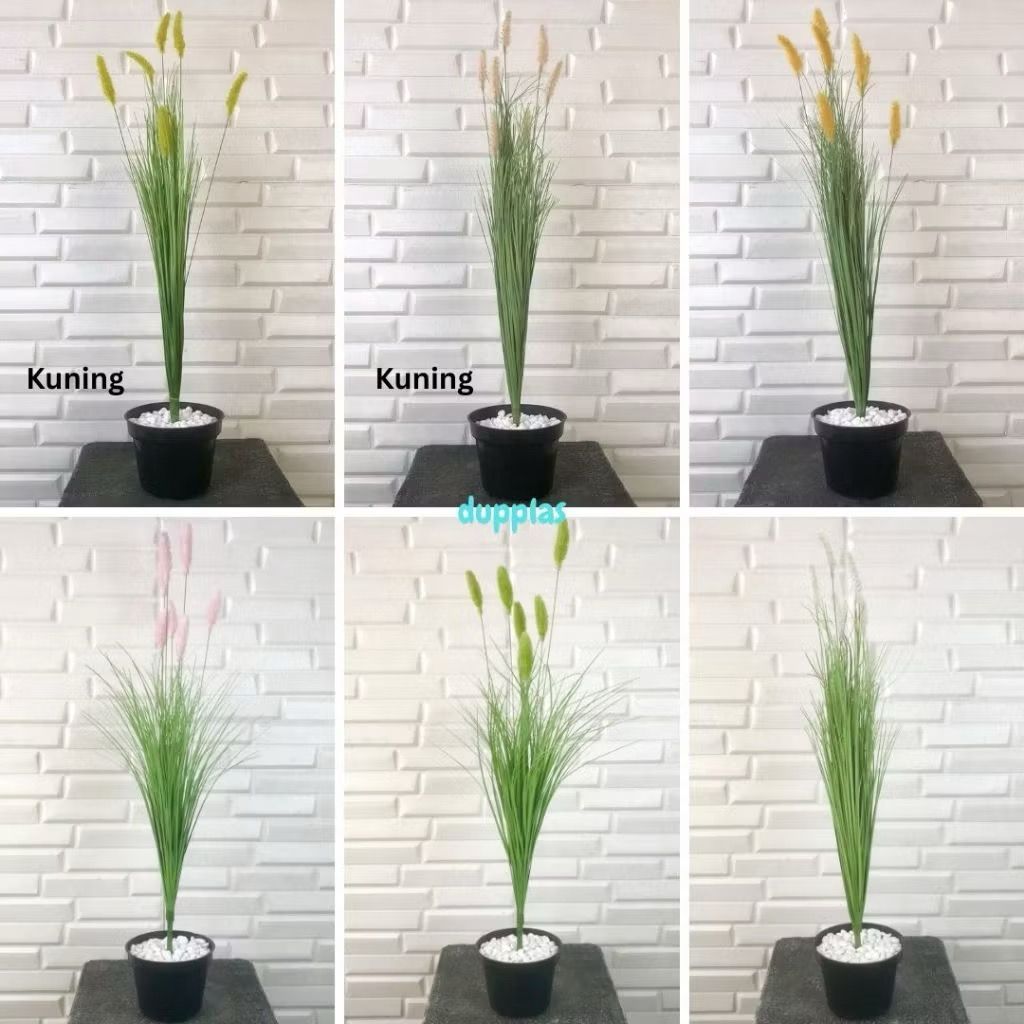 Bunga Ilalang Artificial Variasi Pot Tanaman Hias Palsu Dekorasi Ruangan Cafe Aesthetic