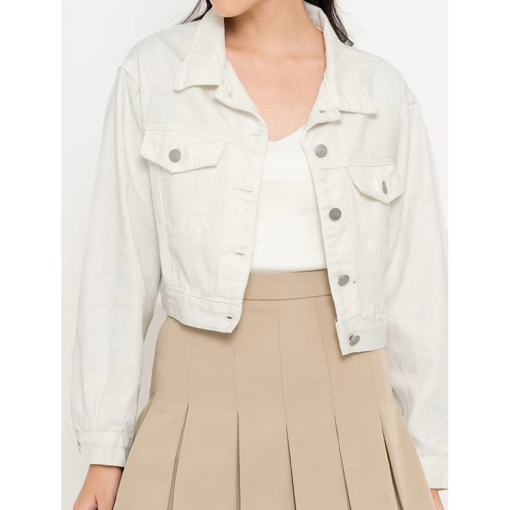 Preloved Hopkins Jacket / Jaket Jeans Wanita / Jaket Denim Wanita by Chocochips - White