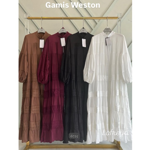 gamis weston, dress lfy, dress kev, gamis bangkok, gamis putih, white maxi, dress katun bordir, gami