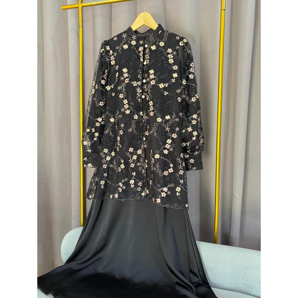 Dress Syakira raya series | gamis tile bordir | gamis inner outer lepas pasang