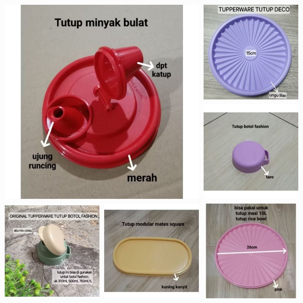 ORIGINAL TUPPERWARE MACAM MACAM TUTUP /GIANT CANISTER MAGENTA/SQUARE ROUND/MOSAIC/DECO/MINYAK/RANTAN