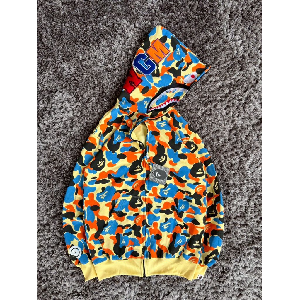 Hoodie Double Zipper Bape Sharks Wgm Baby Yelow / Multikolor kuning Terkeren Terrlaris Pria Wanita