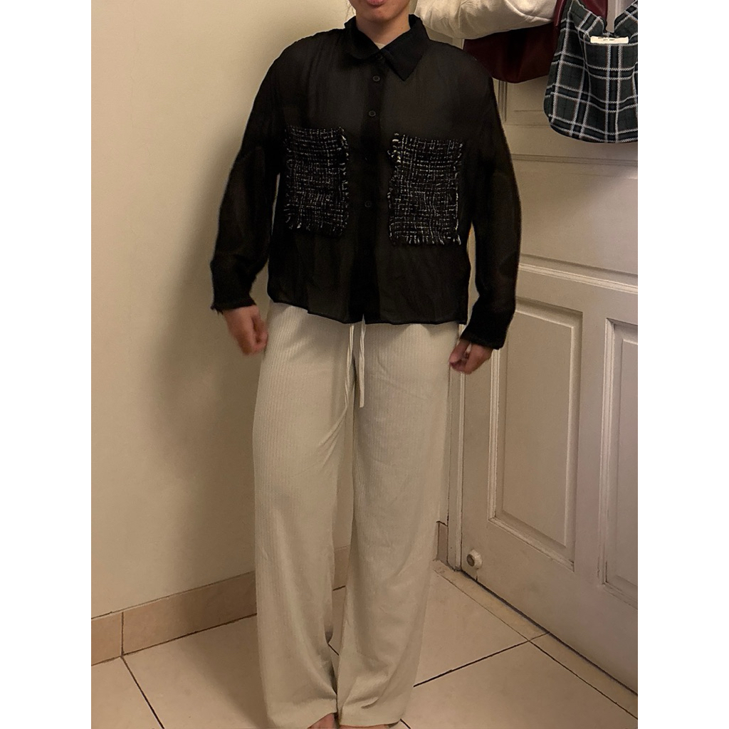 preloved - sheer black kemeja