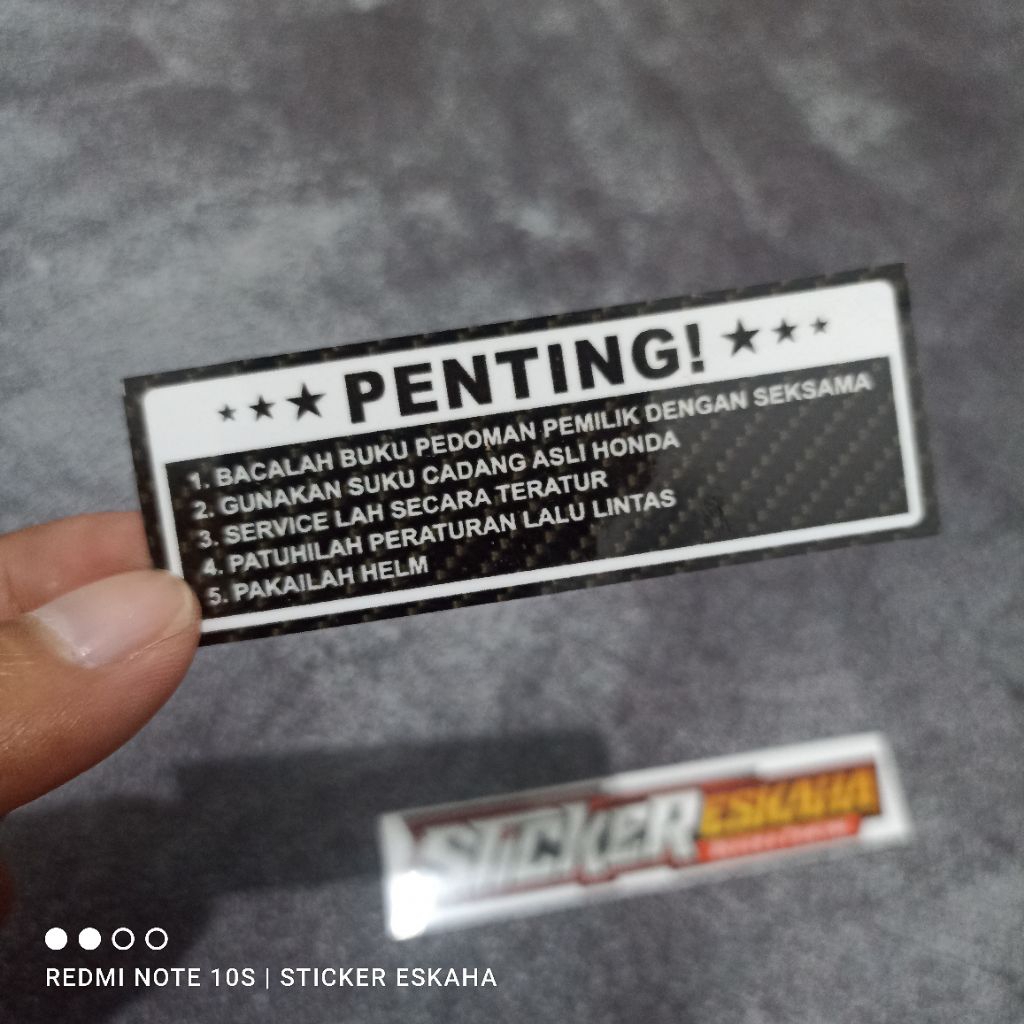 Stiker Perhatian Honda Sticker Warning Honda Penting