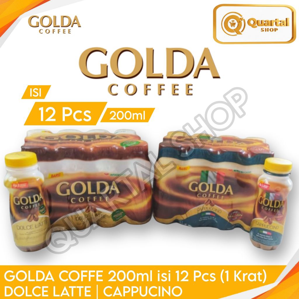 GOLDA COFFEE 200ml isi 12 Botol (1 Dus) | Golda Coffee Cappucino | Golda Coffee Dolce Latte