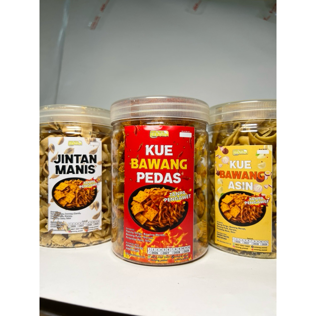 AMANG PASTEL - BUNDLING 3 VARIAN(KUE BAWANG ASIN,KUE BAWANG PEDAS,JINTAN MANIS)TOPLES