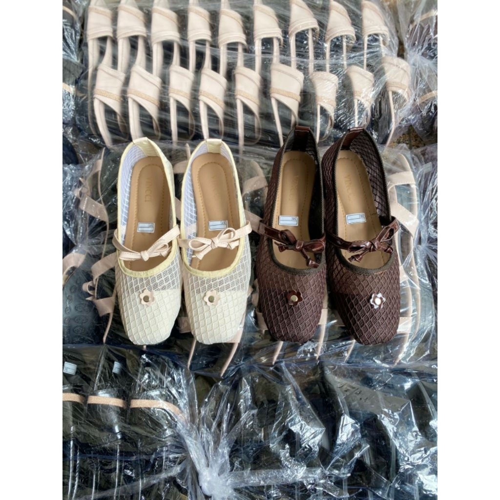 Flatshoes jaring pita pansus viral wanita