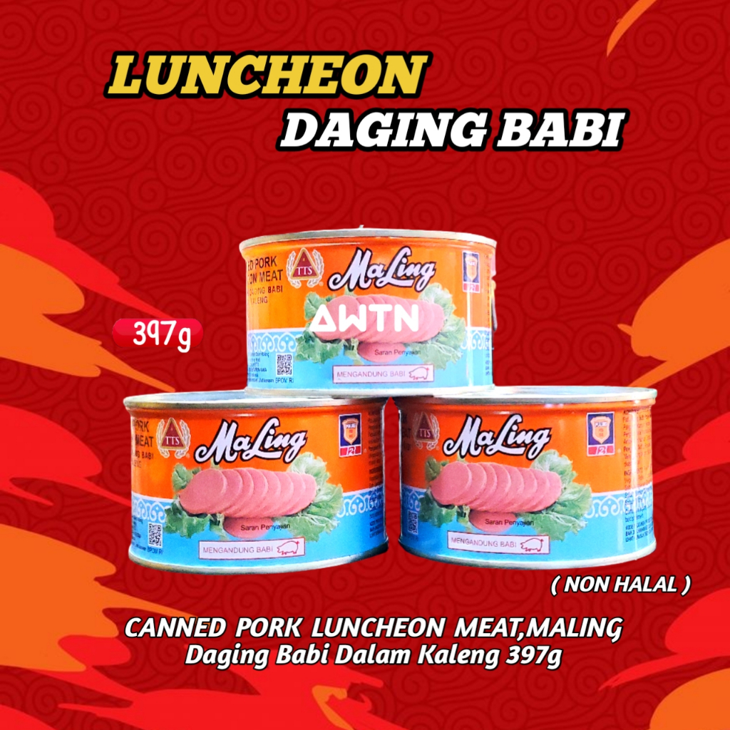 MALING TTS 397gr / luncheon meat / daging babi dalam kaleng /luncheon maling / daging maling / malin