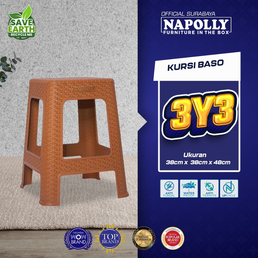 Napolly (Official Surabaya) - Kursi Plastik / Kursi Baso / Kursi Bakso Motif Rotan - KRS - 3Y3 / 3R3