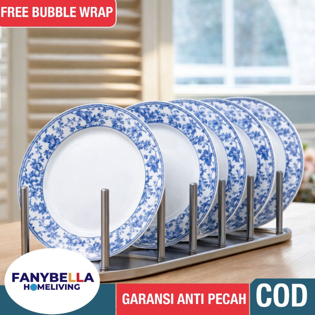Piring Makan Keramik Biru Putih Dinner Set FANYBELLA HOMEDECORTION