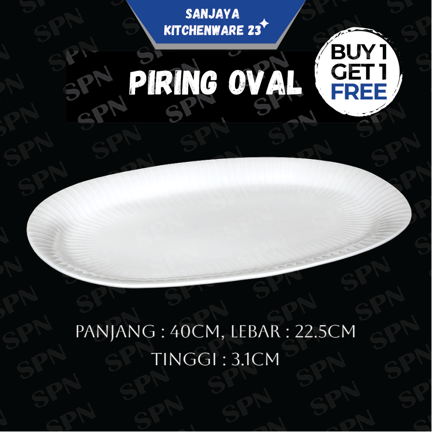 PIRING OVAL BESAR RAMEKIN KERAMIK PORSELEN POLOS PUTIH DENGAN  PANJANG 40CM KUALITAS IMPORT