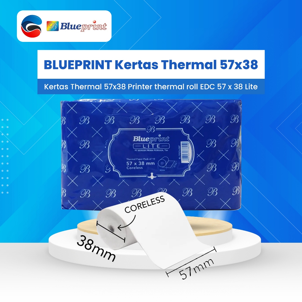 BLUEPRINT Kertas Thermal 57x38 Printer thermal roll EDC 57 x 38 Lite (10 roll)