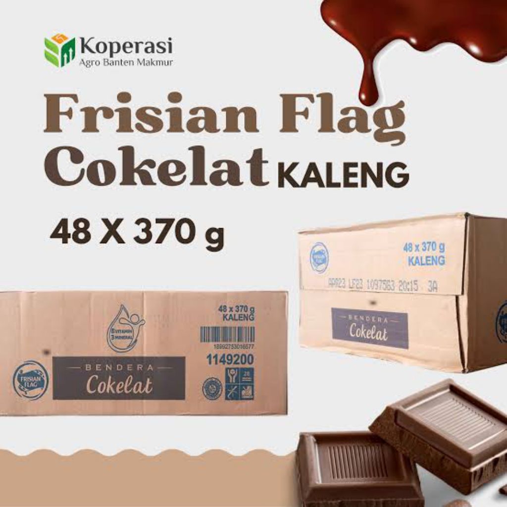 SUSU BENDERA/FRISIAN FLAG RASA COKLAT 370 GRAM 1 DUS ISI 48 KALENG