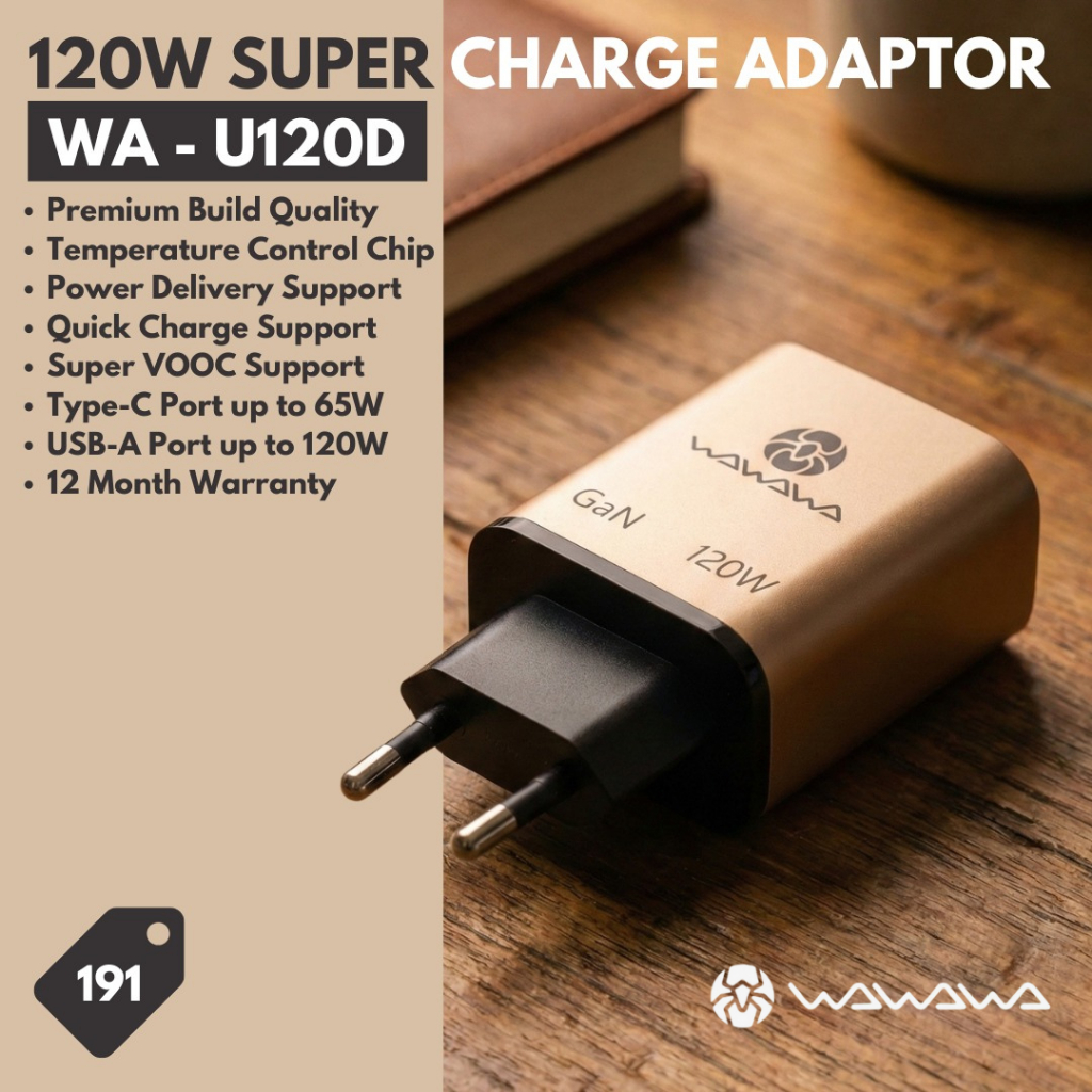 WAWAWA WA-U120D Charger 120W GaN Super Charge | PD QC Super VOOC
