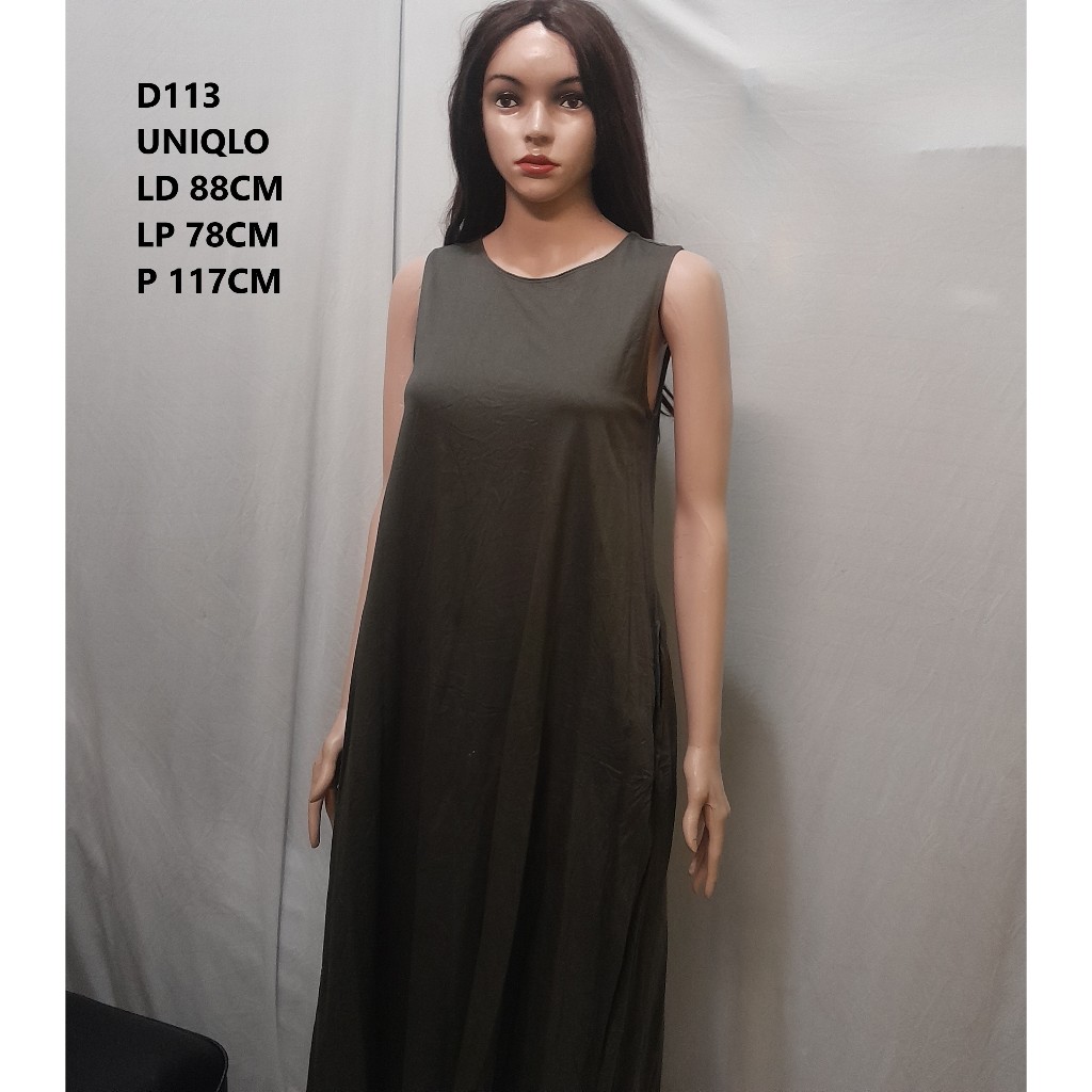 Dress Panjang D113 UNIQLO Model A-Line Minimalis Slim Fit
