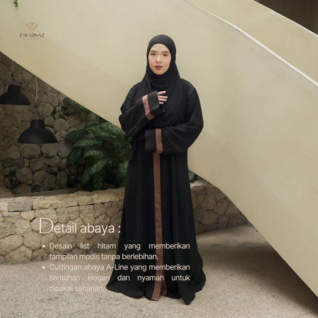 CUCI GUDANG Zafarnaz Radwah Series Abaya Wanita Muslim Mewah Simple Syari Remaja Dress Hitam