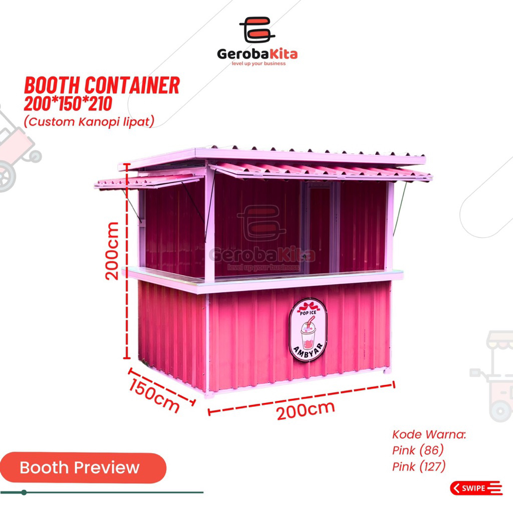 Booth Container 200x150x210 Custom Kanopi Lipat