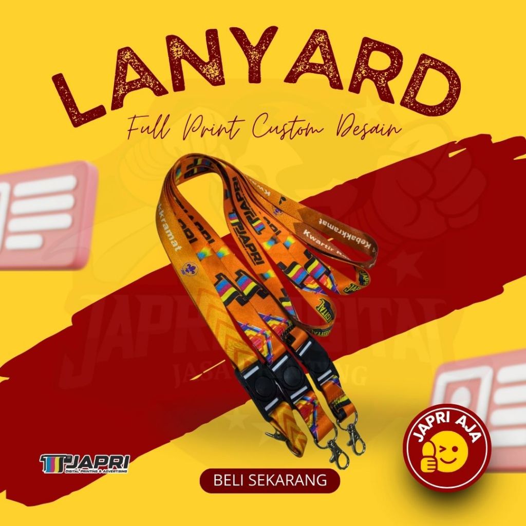 Cetak Lanyard Custom Desain Tanpa ID Card | Tali Premium