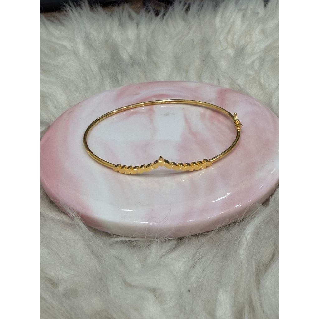 gelang bangle aurel daun polos cantik emas asli kadar 875