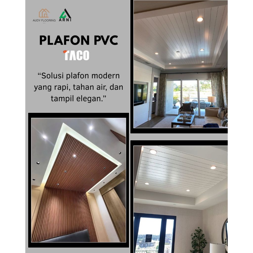 Plafon PVC Taco Superfon Tebal 8mm | Plafon Indoor | Plafon Serat Kayu Glossy | Pvc Dinding