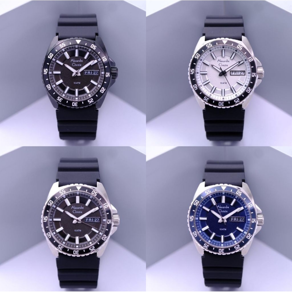 JAM TANGAN PRIA ALEXANDRE CHRISTIE AC6541 AC 6541 BLACK ORIGINAL -SILVER BLUE