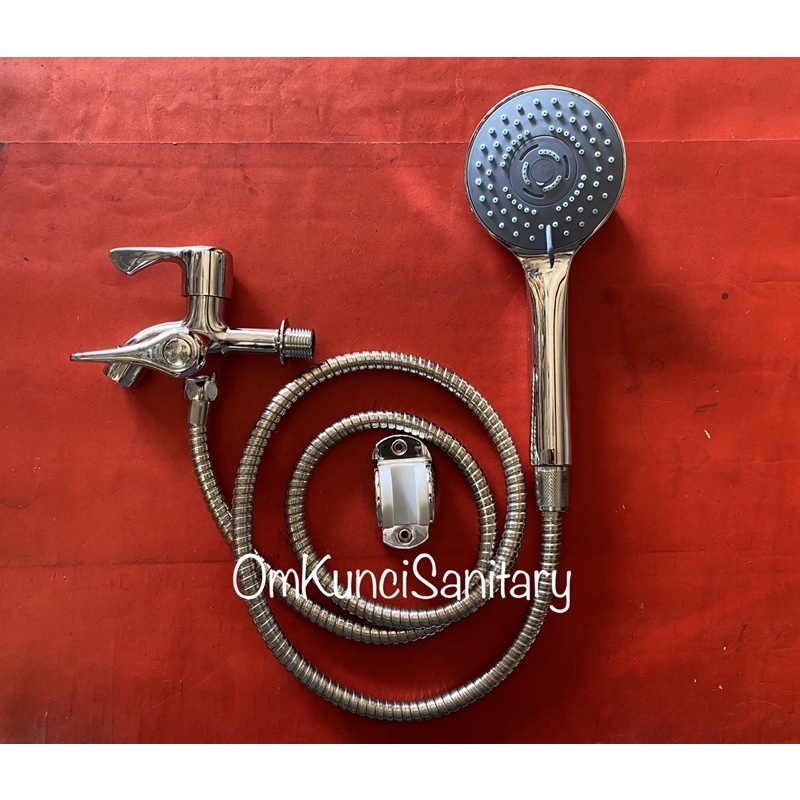 Set Hand Shower Kran Cabang Shower Mandi Kran Cabang Hand Shower Kran Double Shower Bulat Set Kran C