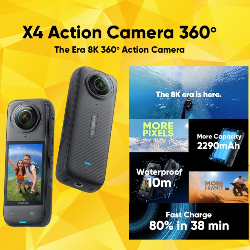Insta360 ONE X4 Kamera Aksi 360 8K - Hitam
