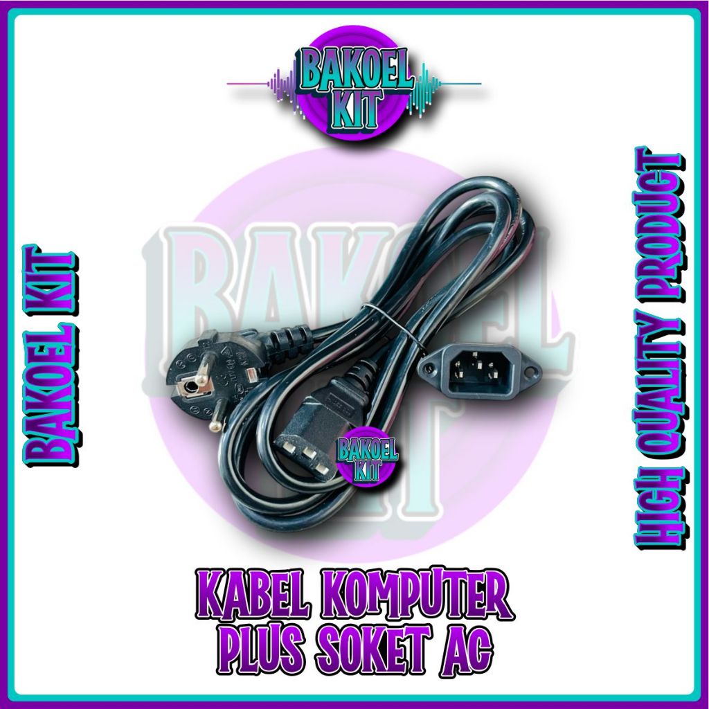 Kabel AC Komputer Hitam + Soket AC Komputer ups