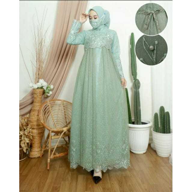 LAKSITA BUSANA - GAMIS HARUMA MAXY MAYUNG XXL GAMIS BROKAT WANITA LAYER TULLE PREMIUM DRESS KONDANGA