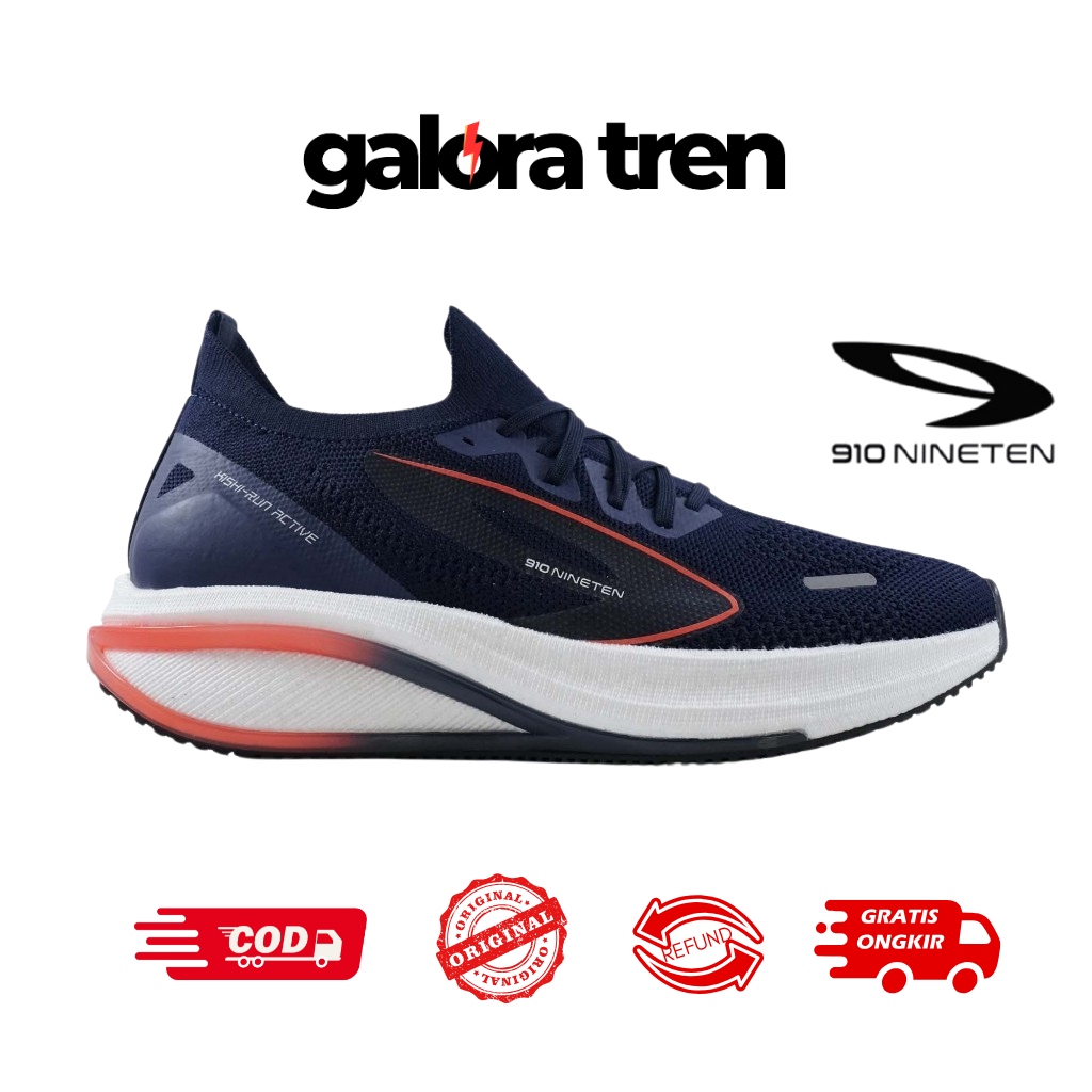 910 KISHI RUN ACTIVE BIRU/NAVY/JINGGA - Sepatu Lari / Kishi Run Active 910Nineten Original