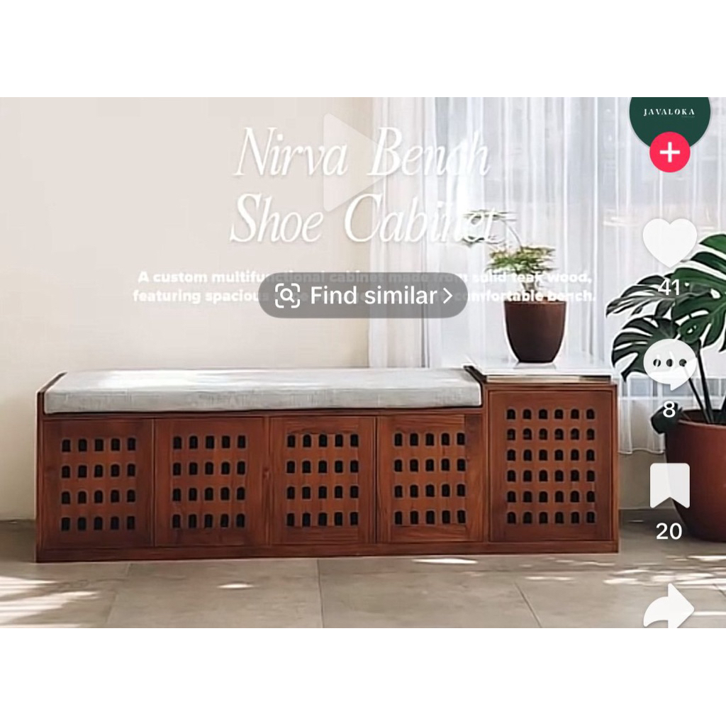 LEMARI SEPATU KAYU JATI SOLID TIPE JAPANDI NATURAL KAYU | LEMARI SEPATU KAYU ASLI RUMAH TROPIS | LEM