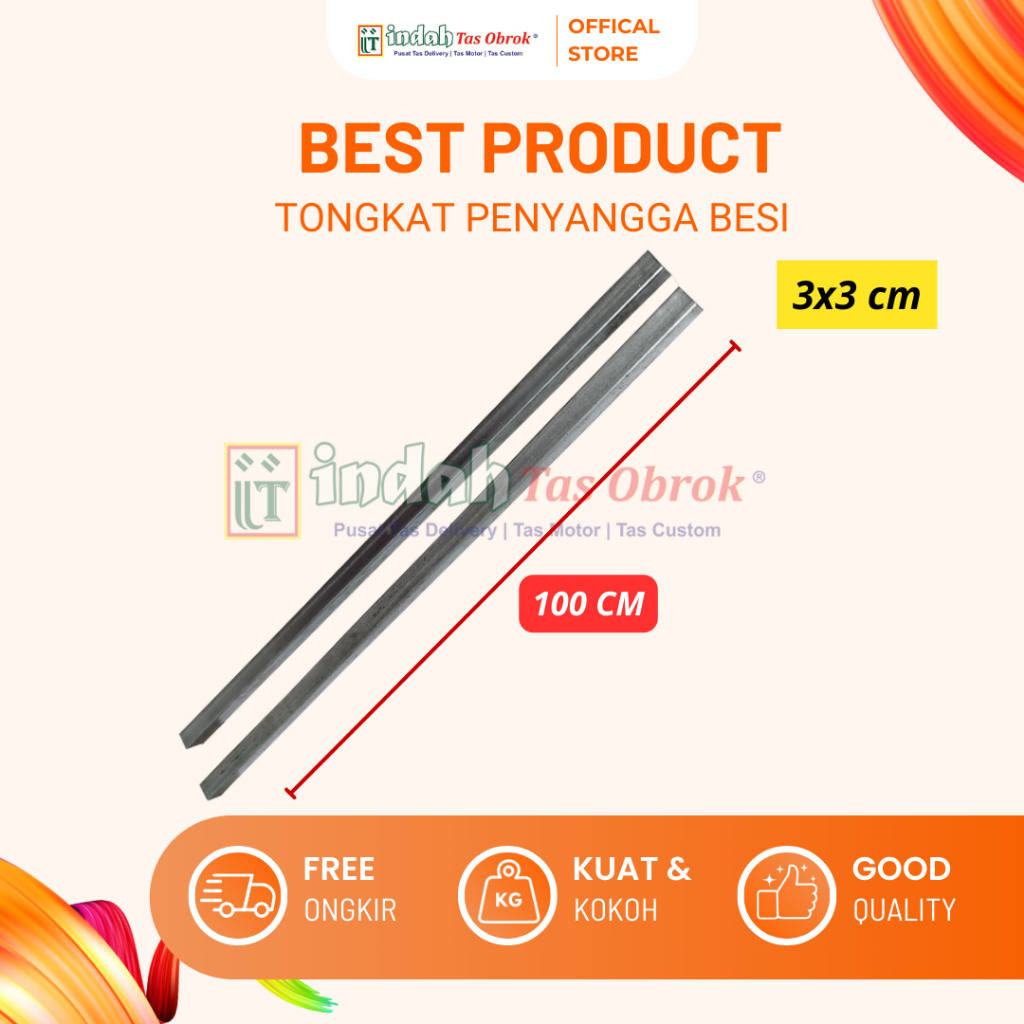 INDAH Tas Obrok - TONGKAT BESI PENYANGGA TONGKAT TAS OBROK MOTOR TAS KURIR TAS POS MOTOR SADDLE BAG 