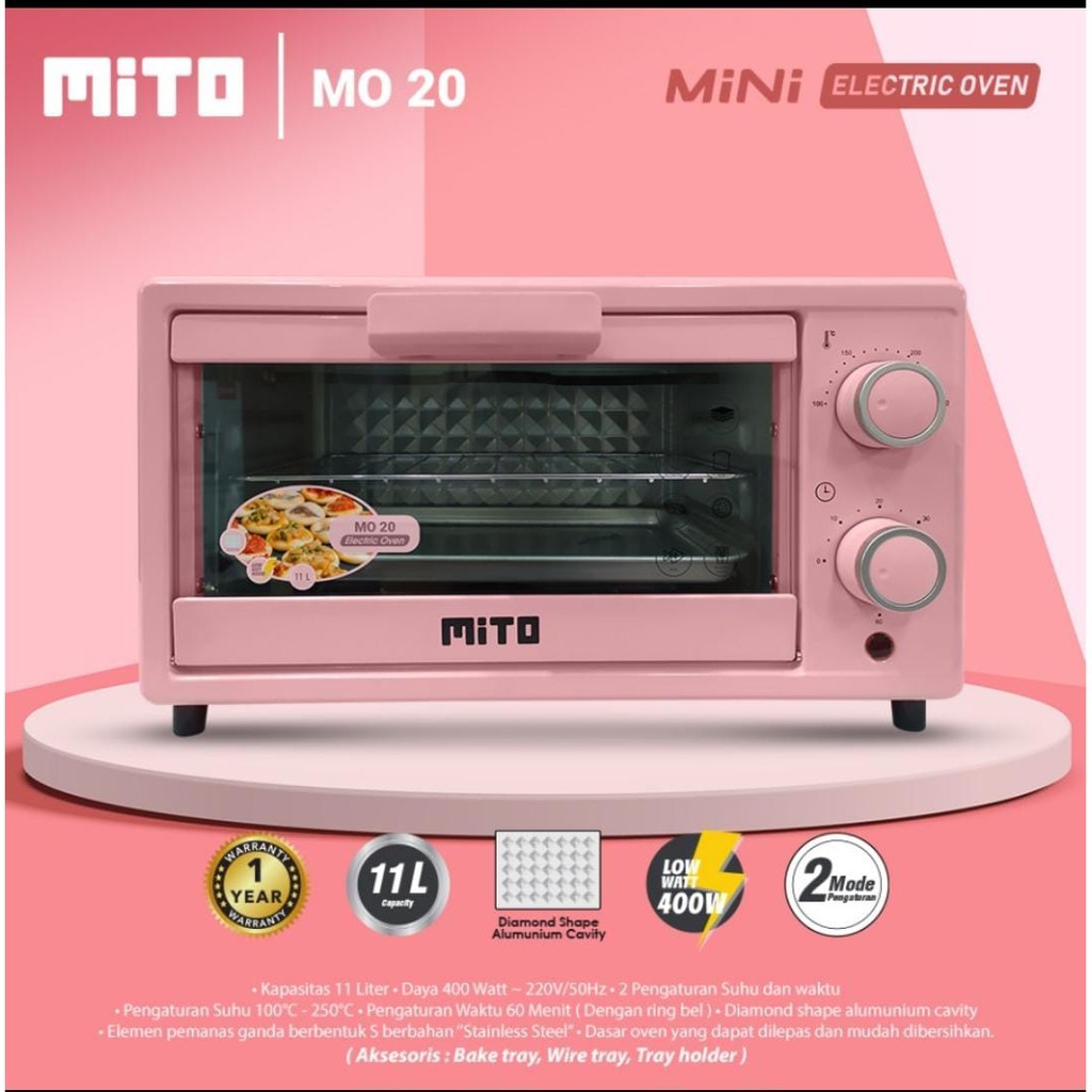 Oven Mini Mito MO 20 Kapasitas 11 Liter Oven Mito Oven Kecil Listrik - MO 20 AJA