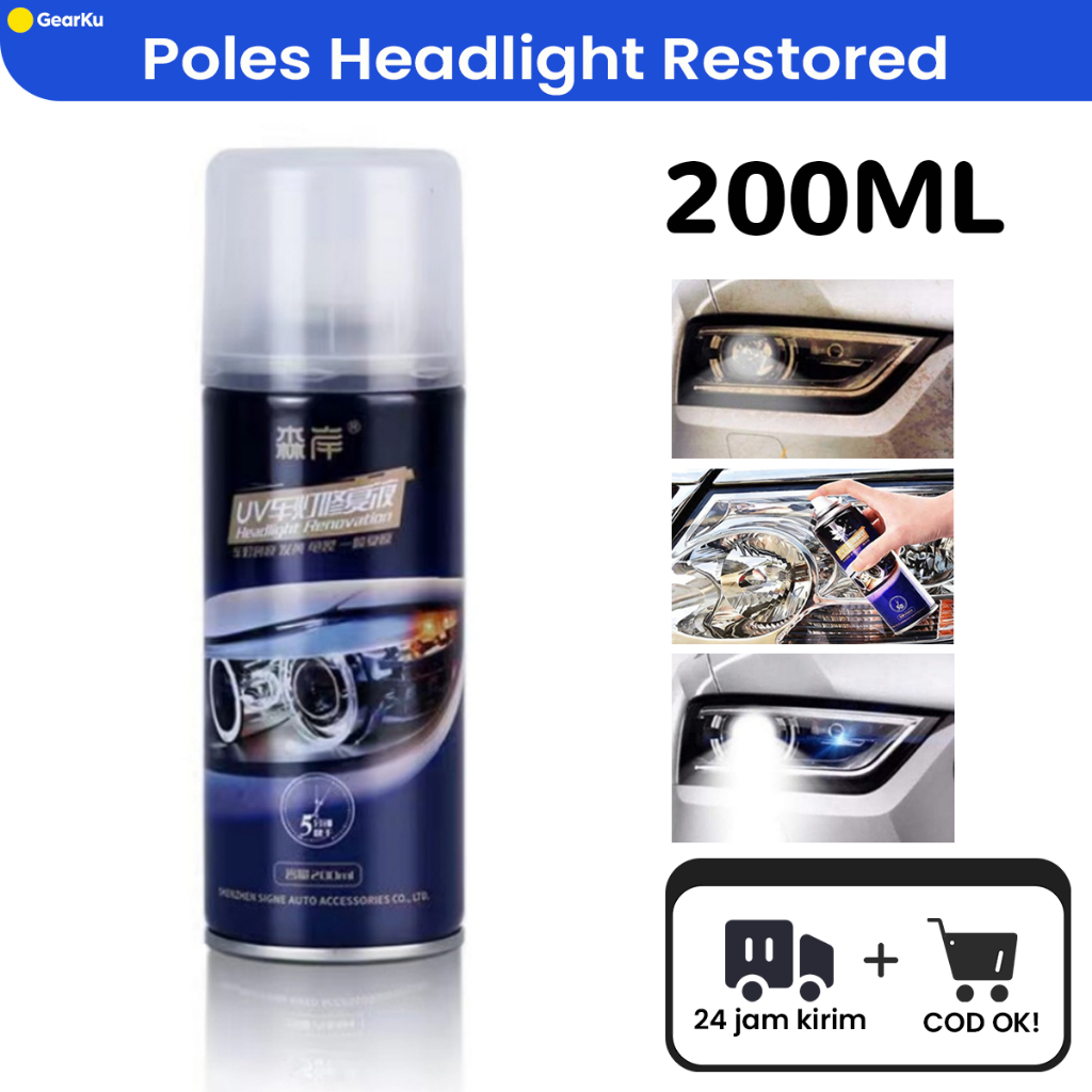 Poles Pembersih Mika Lampu Mobil/Headlamp Polish Mobil/Headlight Restored 200Ml/Pembersih Lampu Mobi