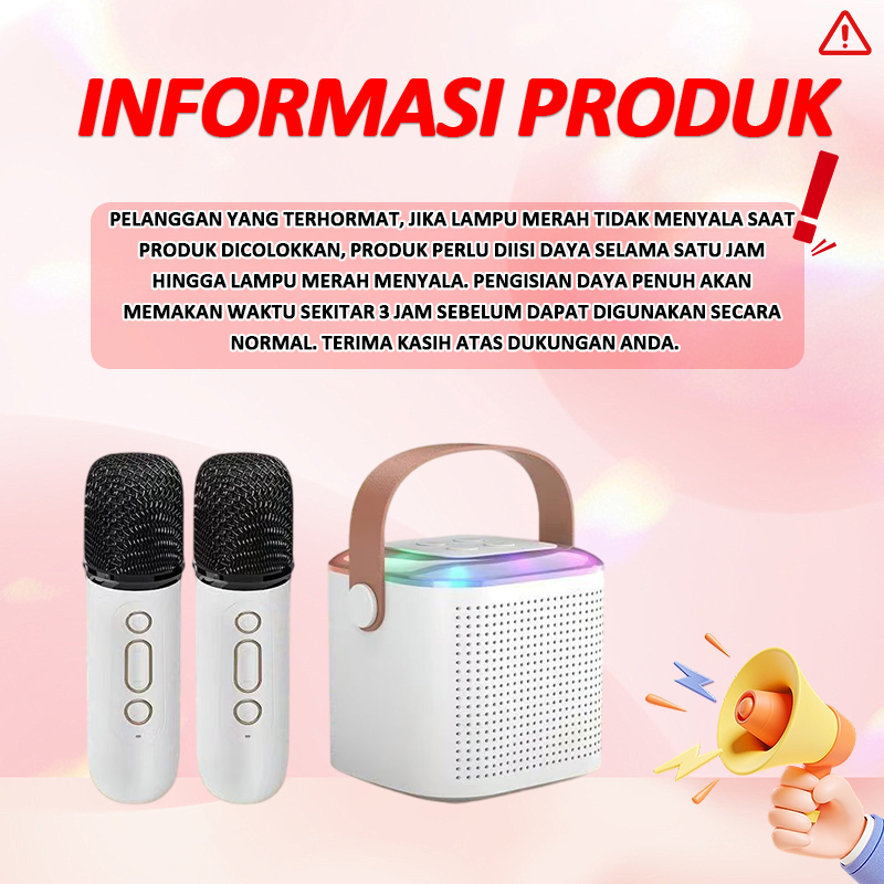 pengiriman cepat (COD) Bluetooth Karaoke 2 Mic Set Salon Bluetooth Karaoke Mini Speaker Microphone
