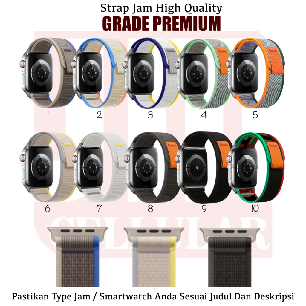 Strap Apple Watch Seri 10 11 Size 42mm 46mm - Tali Jam Tangan Model Trail Loop