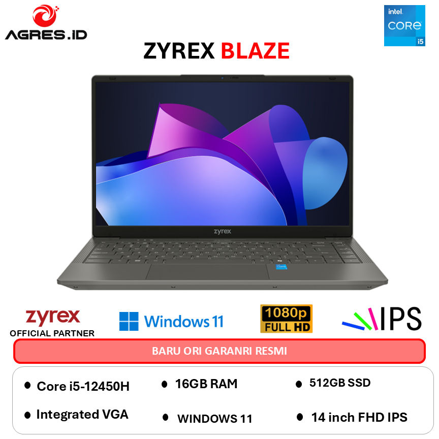 NEW 2026 - ZYREX BLAZE I5 12450H - RAM 16GB 512GB WINDOWS 11 14.0FHD IPS