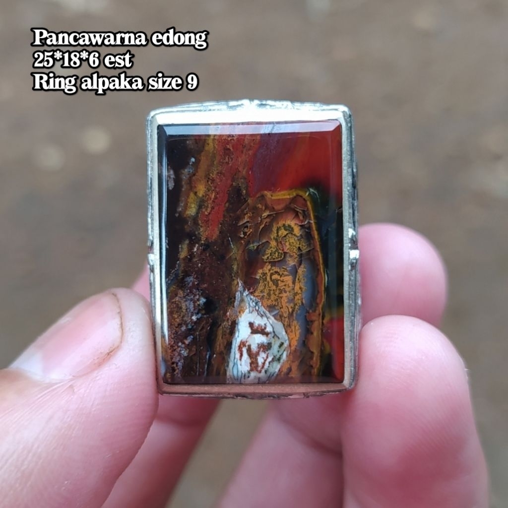 (BISA COD) Cincin Batu Akik Pancawarna Garut Asli Edong