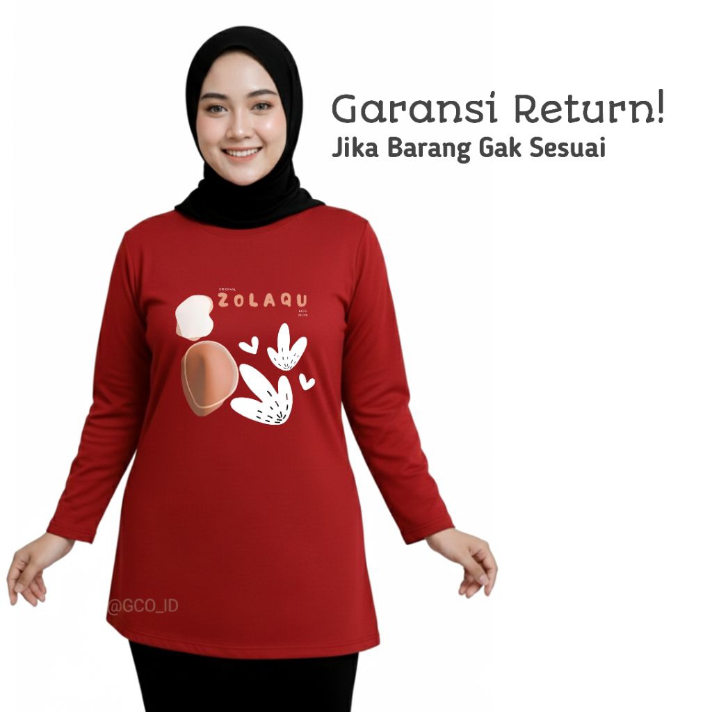 Semi Tunik Original Zolaqu Official Terbaru 2025 | Kaos Wanita ZLQ Merah Motif Hope Ekslusif Lengkap