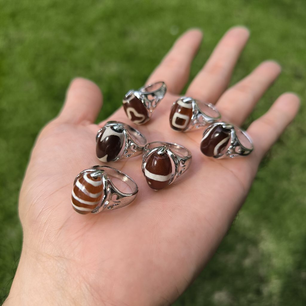 cincin unik bead manik tibetan dzi kuno etnik vintage